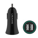 Dupla USB portos autóstöltő + U-Gee 2in1 kábel szett Usams CC013 fekete