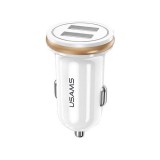 Dupla USB portos autóstöltő Usams CC050 C4 2.4A fehér
