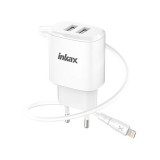Dupla USB portos hálózati gyorstöltő 2.4A + 1 méteres Lightning kábel Inkax CD-99 fehér