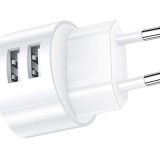 Dupla USB portos hálózati töltő 5V/2.1A Usams CC080 T20 fehér