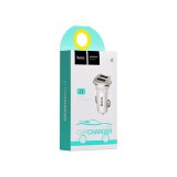 Dupla USB portos szivargyújtós autóstöltő Hoco Z1 2.1A fehér