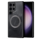 DUX DUCIS AIMO műanyag telefonvédő (közepesen ütésálló, szilikon keret, kamera védelem, MagSafe, hullám minta) FEKETE Samsung Galaxy S24 Ultra (SM-S928)