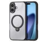 DUX DUCIS AIMO szilikon telefonvédő (ütésállóság, kameravédő, MagSafe, kitámasztó, hullám) FEKETE Apple iPhone 17