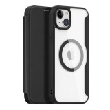 Dux Ducis Apple iPhone 15 Plus skin x pro tok álló, bőr hatású (flip, vezeték nélküli töltés, magsafe) fekete