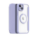 Dux Ducis Apple iPhone 15 Plus skin x pro tok álló, bőr hatású (flip, vezeték nélküli töltés, magsafe) lila