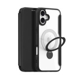 Dux ducis Apple iPhone 16 skin x pro tok álló, bőr hatású (flip, oldalra nyíló, rfid, kitámasztó, magsafe) fekete