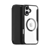 Dux ducis Apple iPhone 16 skin x pro tok álló, bőr hatású (flip, oldalra nyíló, rfid, magsafe) fekete