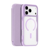 Dux ducis Apple iPhone 17 Pro skin x pro tok álló, bőr hatású (flip, oldalra nyíló, rfid, magsafe) lila