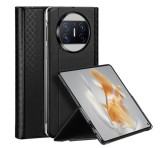 DUX DUCIS BRIL műanyag telefonvédő (közepesen ütésálló, bőr hatású hátlap, asztali tartó, rombusz minta) FEKETE Huawei Mate X3