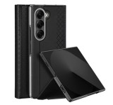 DUX DUCIS BRIL műanyag telefonvédő (ütésállóság, bőr hatású hátlap, asztali tartó, rombusz) FEKETE Samsung Galaxy Z Fold7 (SM-F966)