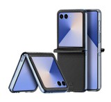 DUX DUCIS BRIL műanyag telefonvédő (ütésállóság, bőr hatású hátlap, rombusz) SÖTÉTKÉK Samsung Galaxy Z Flip7 (SM-F766)