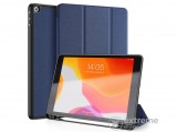 Dux Ducis Domo álló, bőr hatású aktív flip tok Apple iPAD 10.2 (2019) készülékhez, sötétkék, textil mintás