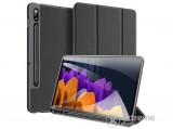 Dux Ducis Domo bőr hatású aktív flip tok Samsung Galaxy Tab S7 Plus WiFi készülékhez, fekete, textil mintás