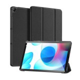 Dux Ducis Domo Realme Pad tok álló (aktív Flip, oldalra nyíló, TRIFOLD asztali tartó funkció, textil minta) fekete