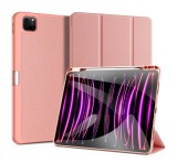 DUX DUCIS DOMO tok álló, bőr hatású (aktív FLIP, oldalra nyíló, TRIFOLD, asztali tartó, ceruza tartó) RÓZSASZÍN Apple IPAD Pro 13 (2024)