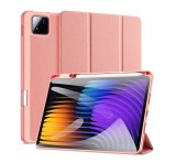 DUX DUCIS DOMO tok álló, bőr hatású (aktív FLIP, oldalra nyíló, TRIFOLD, asztali tartó, ceruza tartó) RÓZSASZÍN Xiaomi Pad 7 Pro, Pad 7