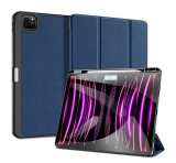 DUX DUCIS DOMO tok álló, bőr hatású (aktív FLIP, oldalra nyíló, TRIFOLD, asztali tartó, ceruza tartó) SÖTÉTKÉK Apple IPAD Pro 13 (2024)