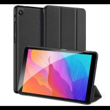 DUX DUCIS DOMO tok álló, bőr hatású (aktív FLIP, oldalra nyíló, TRIFOLD asztali tartó funkció, textil minta) FEKETE [Huawei MatePad T8 WIFI] (5996457972142)
