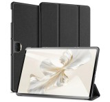 DUX DUCIS DOMO tok álló, bőr hatású (aktív FLIP, oldalra nyíló, TRIFOLD, asztali tartó, textil minta) FEKETE Honor Pad 9