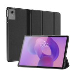 DUX DUCIS DOMO tok álló, bőr hatású (aktív FLIP, oldalra nyíló, TRIFOLD, asztali tartó, textil minta) FEKETE Lenovo Idea Tab (TB336ZU) 5G