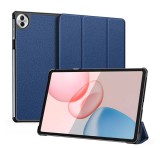 DUX DUCIS DOMO tok álló, bőr hatású (aktív FLIP, oldalra nyíló, TRIFOLD, asztali tartó, textil minta) SÖTÉTKÉK Honor Pad 10 5G