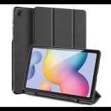 DUX DUCIS DOMO tok álló, bőr hatású (aktív FLIP, oldalra nyíló, TRIFOLD S Pencil tartó, textil minta) FEKETE [Samsung Galaxy Tab S6 Lite 10.4 LTE (SM-P619) 2022] (5996457958375)