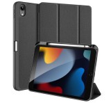 DUX DUCIS DOMO tok álló, bőr hatású (aktív, oldalra nyíló, TRIFOLD, asztali tartó, ceruza tartó, textil minta) FEKETE Apple IPAD 10.9 (2022)