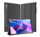DUX DUCIS DOMO tok álló, bőr hatású (aktív, oldalra nyíló, TRIFOLD, asztali tartó, ceruza tartó, textil minta) FEKETE Lenovo Tab P11 Pro (TB-J706F)