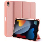 DUX DUCIS DOMO tok álló, bőr hatású (aktív, oldalra nyíló, TRIFOLD, asztali tartó, ceruza tartó, textil minta) RÓZSASZÍN Apple IPAD 10.9 (2022)