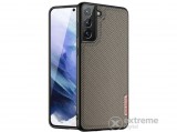 Dux Ducis Fino gumi/szilikon tok Samsung Galaxy S21 Plus (SM-G996) 5G készülékhez, barna, rács mintás