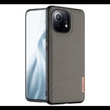 DUX DUCIS FINO szilikon telefonvédő (műanyag belső, közepesen ütésálló, rács minta) BARNA [Xiaomi Mi 11 5G] (5996591050331)