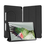 Dux Ducis Google Pixel Tablet domo tok álló, bőr hatású (aktív flip, trifold, érintőceruza tartó, textil minta) fekete