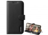 Dux Ducis Hivo álló, bőr flip tok Samsung Galaxy S21 Plus (SM-G996) 5G készülékhez, fekete