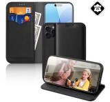 DUX DUCIS HIVO tok álló, valódi bőr (FLIP, oldalra nyíló, asztali tartó, kártyazseb, RFID) FEKETE Apple iPhone 16 Pro Max