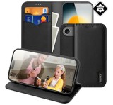 DUX DUCIS HIVO tok álló, valódi bőr (FLIP, oldalra nyíló, asztali tartó, kártyazseb, RFID) FEKETE Apple iPhone 17 Air