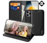 DUX DUCIS HIVO tok álló, valódi bőr (FLIP, oldalra nyíló, asztali tartó, kártyazseb, RFID) FEKETE Apple iPhone 17 Pro Max