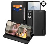 DUX DUCIS HIVO tok álló, valódi bőr (FLIP, oldalra nyíló, asztali tartó, kártyazseb, RFID) FEKETE Samsung Galaxy S25 Edge (SM-S937)