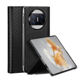 Dux Ducis Huawei Mate X3 bril telefonvédő (közepesen ütésálló, bőr hatású hátlap, asztali tartó, rombusz minta) fekete