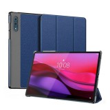 Dux ducis Lenovo Yoga Tab Plus (TB520FU)domo tok álló, bőr hatású (flip, trifold, asztali tartó, textil minta) sötétkék