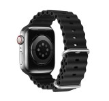 DUX DUCIS pótszíj (egyedi méret, szilikon, állítható, hullám minta) FEKETE Apple Watch Series 1 42mm, Apple Watch Series 2 42mm, Apple Watch Series SE 2 44mm, Apple Watch Series 7 45mm, Apple W