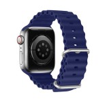 DUX DUCIS pótszíj (egyedi méret, szilikon, állítható, hullám minta) SÖTÉTKÉK Apple Watch Series 1 42mm, Apple Watch Series 2 42mm, Apple Watch Series SE 2 44mm, Apple Watch Series 7 45mm, Ap