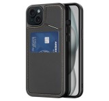 DUX DUCIS RAFI II MAG szilikon telefonvédő (kitámasztó, kártyazseb, RFID, MagSafe) FEKETE Apple iPhone 15 Plus
