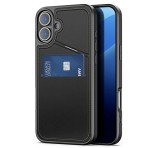 DUX DUCIS RAFI II MAG szilikon telefonvédő (kitámasztó, kártyazseb, RFID, MagSafe) FEKETE Apple iPhone 16 Plus