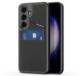 DUX DUCIS RAFI II MAG szilikon telefonvédő (kitámasztó, kártyazseb, RFID, MagSafe) FEKETE Samsung Galaxy S24 (SM-S921)