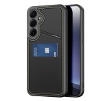 DUX DUCIS RAFI II MAG szilikon telefonvédő (kitámasztó, kártyazseb, RFID, MagSafe) FEKETE Samsung Galaxy S25 (SM-S931)