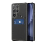 DUX DUCIS RAFI II MAG szilikon telefonvédő (kitámasztó, kártyazseb, RFID, MagSafe) FEKETE Samsung Galaxy S25 Ultra (SM-S938)