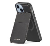 DUX DUCIS RAFI MAG szilikon telefonvédő (kitámasztó, bankkártya tartó, RFID védelem, Magsafe kompatibilis) FEKETE Apple iPhone 15 Plus