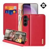 Dux Ducis Samsung Galaxy S25 Plus (SM-S936) hivo tok álló, valódi bőr (flip, asztali tartó, kártyazseb, rfid) piros