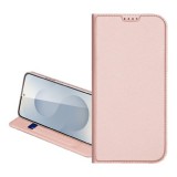 Dux Ducis Samsung Galaxy S25 Plus (SM-S936) skin pro tok álló, bőr hatású (flip, kártyazseb, asztali tartó) rózsaszín