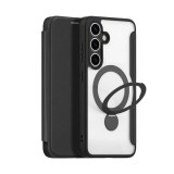 Dux Ducis Samsung Galaxy S25 Plus (SM-S936) skin x pro tok álló, bőr hatású (flip, rfid, kitámasztó, magsafe) fekete